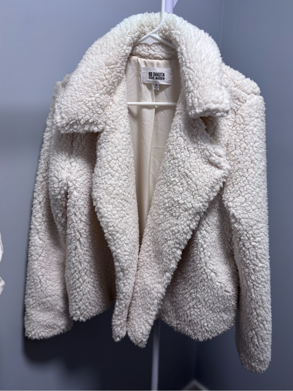 Steve Madden Off-White Teddy Faux-Shearling Jacket